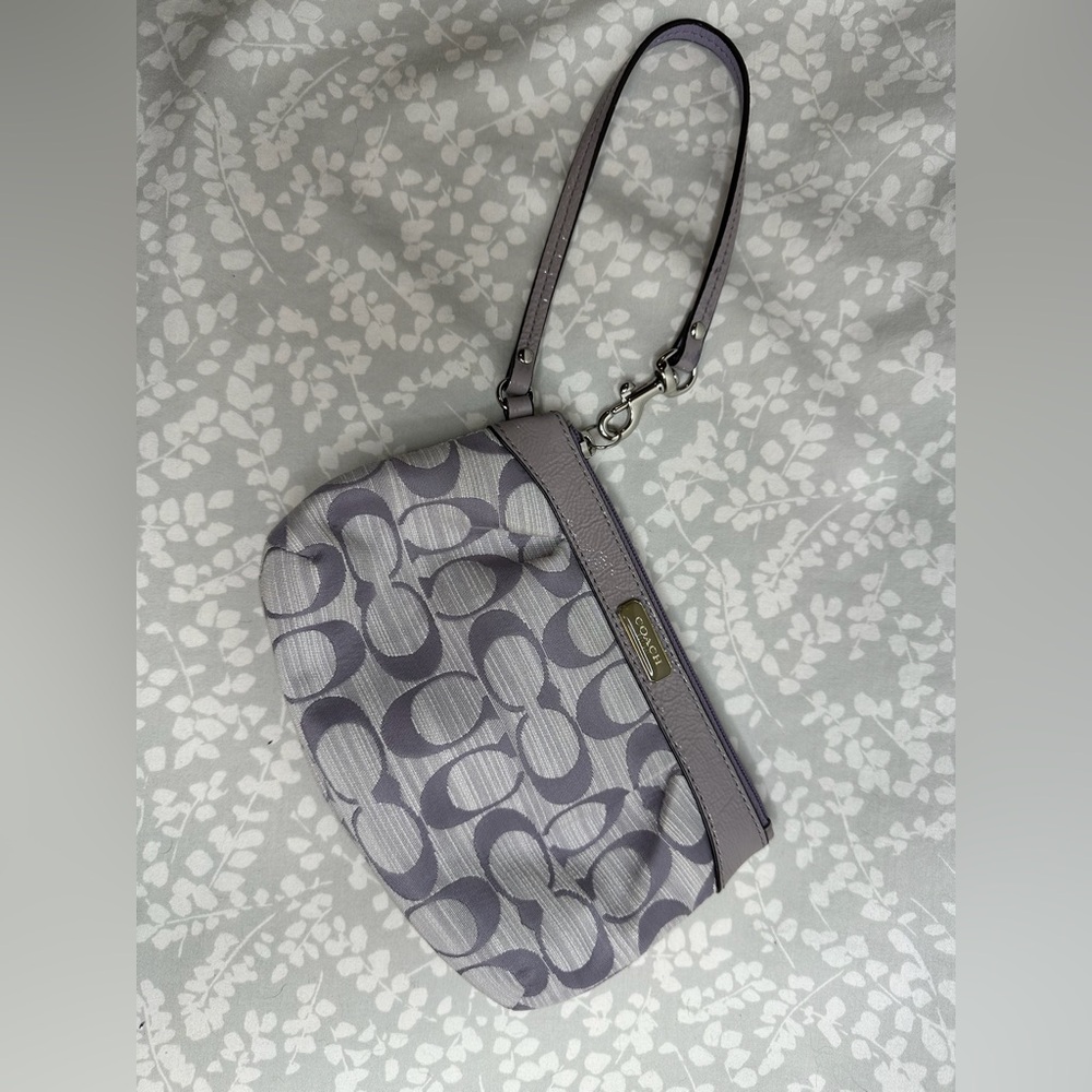 Coach Gray Signature Wristlet